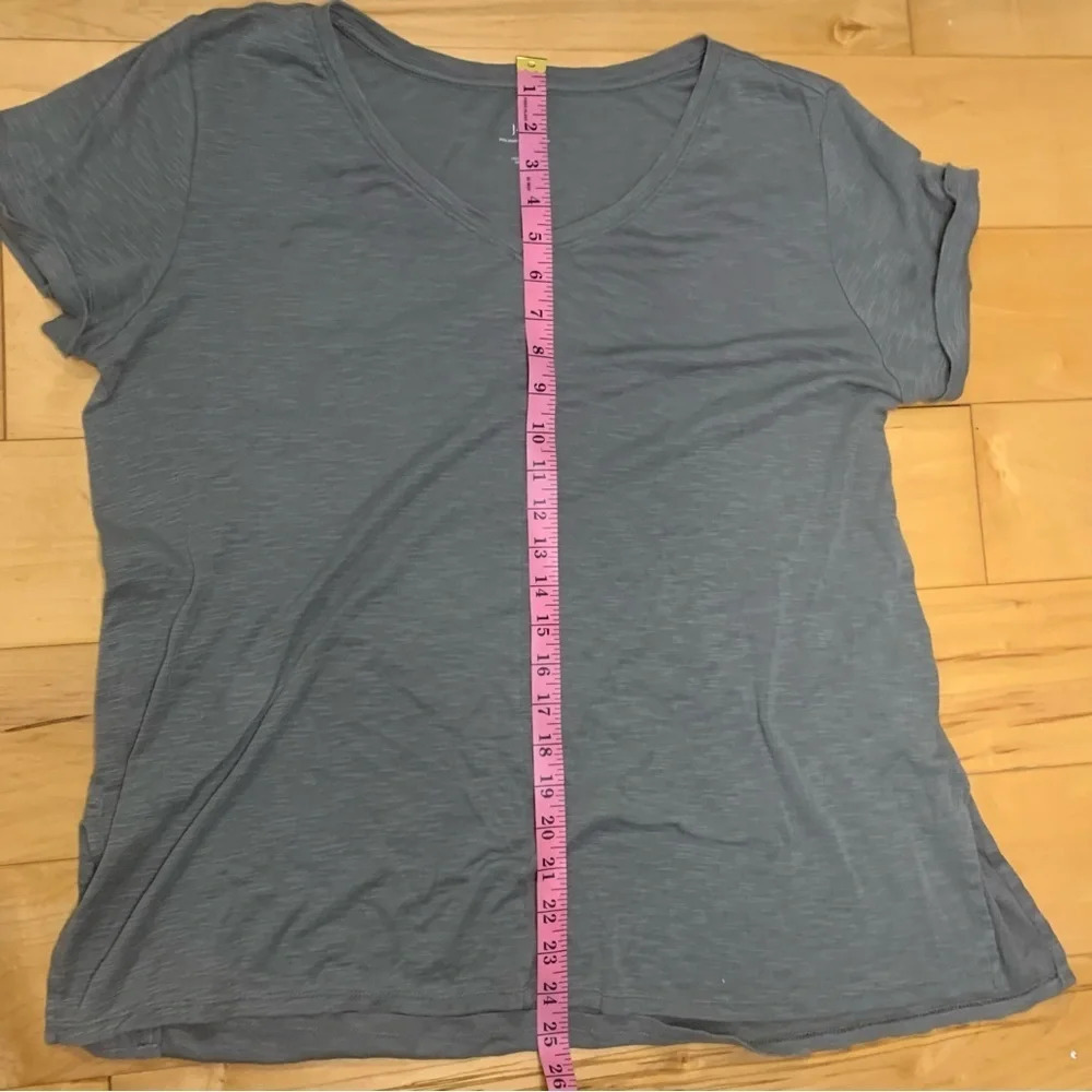 J Jill Womens Olive Green Pima Short Sleeve V Neck Tee Size Large Loungewear - Picture 6 of 6